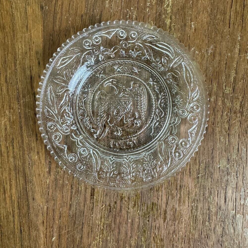 Westmoreland Glass Liberty Eagle Shield 1861 Butter Pat Trinket Dish Clear Glass